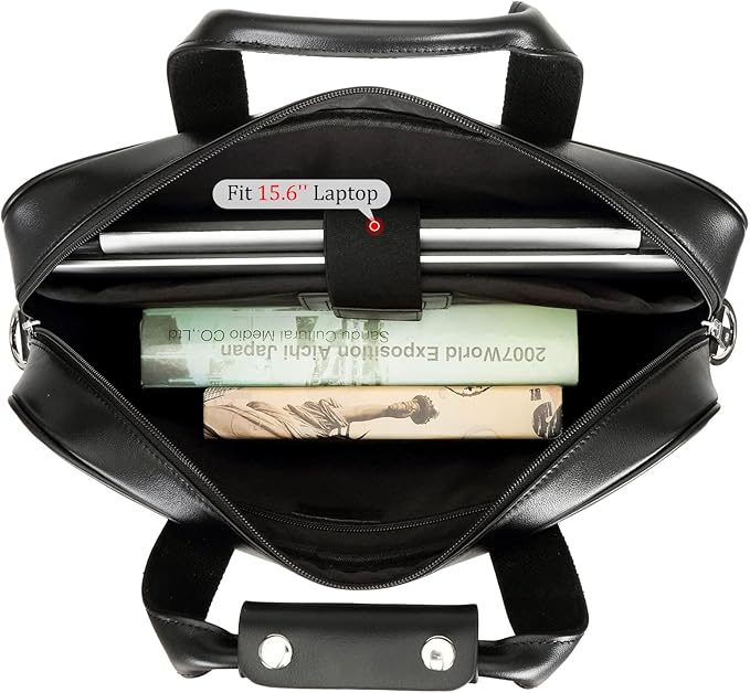 Polare Full Grain Leather 16.5'' Laptop Bag Briefcase for Men Business Messenger Work Bag Fits 15.6'' Laptop