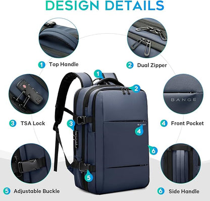 BANGE Air Vacuum Backpack with Pump,Air Packing Vacuum System Compression Back Pack, Expandable Anti Theft Backpack for Business Traveling