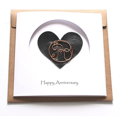 Personalized Initial Copper Card, Copper Initial, Anniversary Card for Her, Couple, Gift for Her (R)