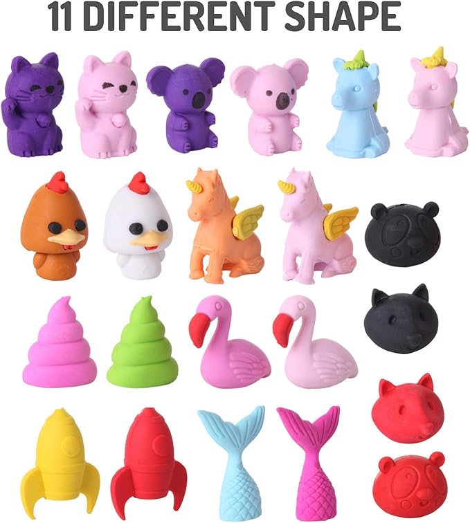 Mr. Pen Animal Toppers - 22 Pack Pencil Toppers & 8 Pack Take Apart Animal Erasers for Kids, Fun Easter Egg Fillers