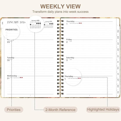 2026 Planner, Weekly and Monthly Academic Planner Calendar (JAN.2026 - DEC.2026), Planning Agenda Book, for Office Desk Accessories and School Supplies, A5(6.3" x 8.5")