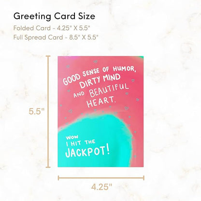 ALY LOU Funny Anniversary Card Birthday Card for Her Him/Husband Boyfriend/Girlfriend Wife/Sarcastic Greeting Card (Good sense of humour, dirty mind and beautiful heart. Wow I hit the jackpot!)