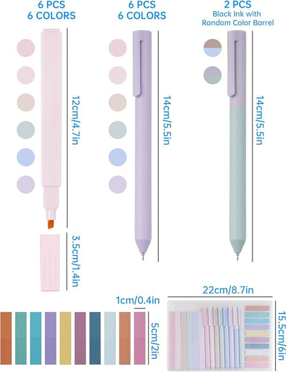 NiArt Bible Highlighters and Pens No Bleed Set of 14-Morandi-Colored Ink Highlighters, Gel Pens, Sticky Notes Set with Transparent Storage Box-Perfect for Bible Study, Note-Taking and Creative Writing