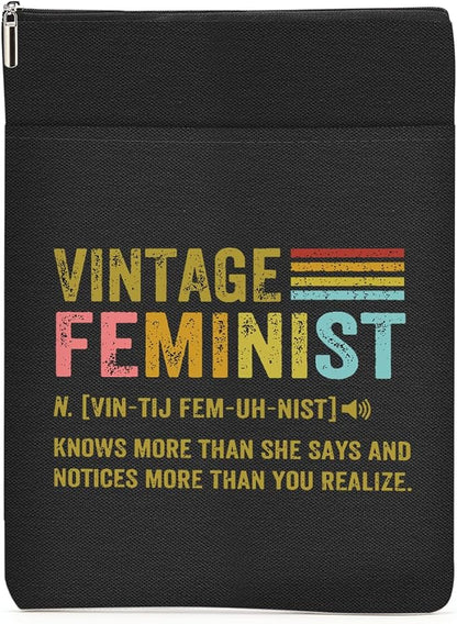Book Themed Gifts Waterproof Book Sleeve Book Pouch Feminism Equality Rights Reading Gifts for Women Friend Book Covers for Paperbacks Book Accessories Book Protector with Zipper and Front Pocket