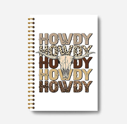 Howdy Western Notebook Journal 164 Pages - Western Gifts for Women Cowboy Cowgirl, Western Cool Notebook, College School Supplies, 5.5×8.3 Notebook Spiral Bound