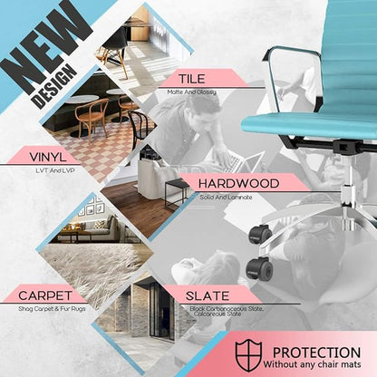 Office Chair Caster Wheels by ATOMDOC, 2" Newly Revolutionary Quadruple Ball Bearing Design,Heavy Duty & Safe Protection for All Floors Including Hardwood, Set of 5