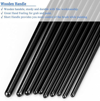 BOSOBO Paint Brushes Set, 10 Pieces Round Pointed Tip Paintbrushes Nylon Hair Artist Acrylic Paint Brushes for Acrylic Oil Watercolor, Face Nail Body Art, Miniature Detailing & Rock Painting, Black