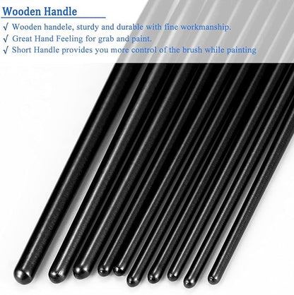 BOSOBO Paint Brushes Set, 2 Pack 20 Pcs Round Pointed Tip Nylon Hair Artist Acrylic Paint Brushes for Acrylic Oil Watercolor, Face Nail Art, Miniature Detailing & Rock Painting, Black