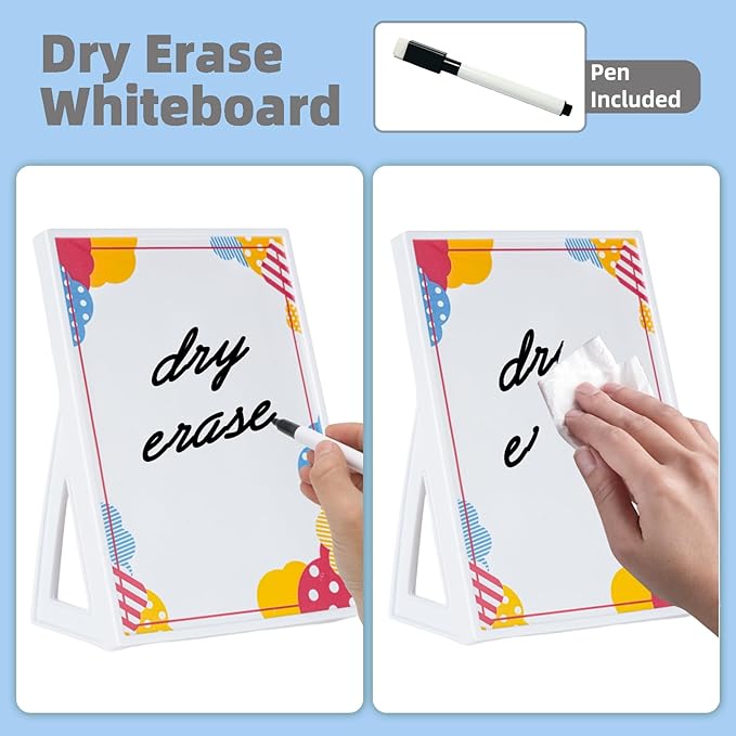 Desktop Whiteboard with Pre-Set Designs, Small White Board Dry Erase for Desk, Mini Dry Erase Board 8.5" x 6", Compact Desktop Whiteboard for Kids (Dots)