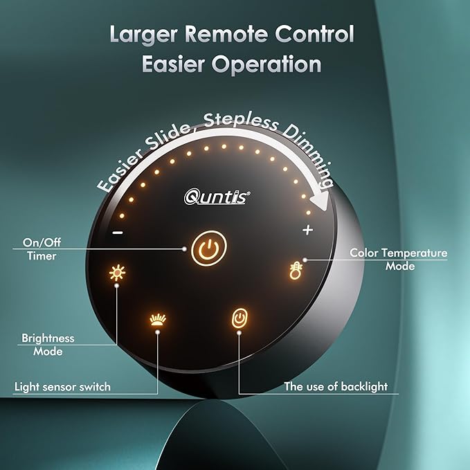 Quntis Monitor Light Bar with Remote, 16.7'' Eye Care No Glare Computer Light Bar with Backlight, Auto-Dimming & Timer, Stepless Dimming Monitor Lamp for Desk Gaming Home Office Curved Monitors