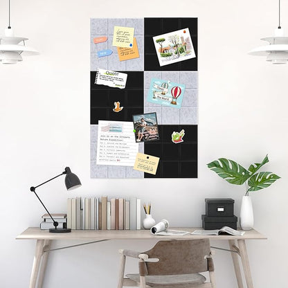 Smarpau 12 Pack Large Corkboad Felt Cork Board Tiles 48"x36" Black Large Cork Bulletin Board Square Pin Board Tack Board for Wall Cork Wall Tiles for Home School