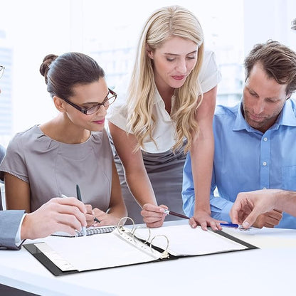 10 Packs 3 Inch Binders 3 Ring Heavy Duty Black Round Rings Bulk 11.6" x 10.4" Presentation Folder View Binder with Pockets Binder for School Office Home Gifts Favors Supplies