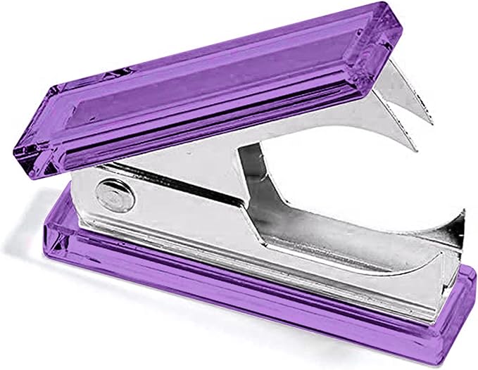 OfficeGoods 3 Piece Acrylic Desk Set - Includes Ruler, Staple Remover, Scissors - Functional & Elegant Desk Accessories - Stationery Tools for Home, Office, and School - Purple with Silver Metal