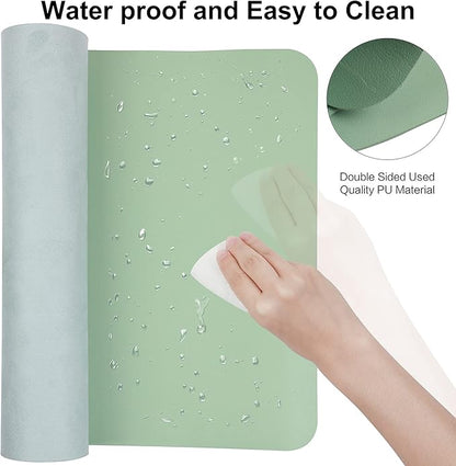 ‎Boutilon Leather Desk Pad 30" x14",Non-Slip Mouse Pad,Office Desk Mat,Waterprooft PU Leather Desk Blotter,Desk Pad Protector,Desk Writing Pad for Home Office Decor (M-Green)