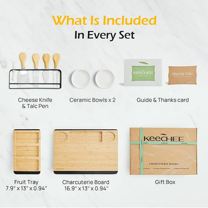 Charcuterie Board Gift Set: Large Bamboo Cheese Board with Chalkboard Edge & Forks - Ideal for Housewarming, Weddings, Bridal Showers, and Unique Gifts for Mom