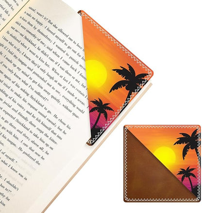 Personalized Leather Bookmarks, Fun & Cute Book Accessories for Reading Lovers, Unbreakable Page Markers for Women Men Girls Boys Student Teacher Kids Retirement Birthday Gifts (Sunset Sea)