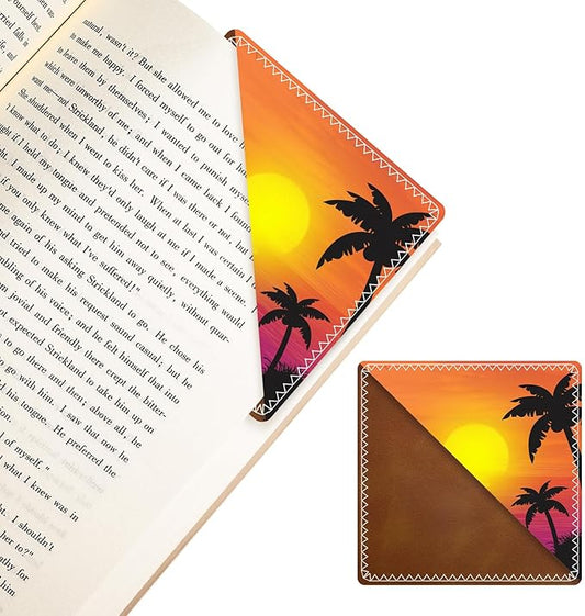Personalized Leather Bookmarks, Fun & Cute Book Accessories for Reading Lovers, Unbreakable Page Markers for Women Men Girls Boys Student Teacher Kids Retirement Birthday Gifts (Sunset Sea)