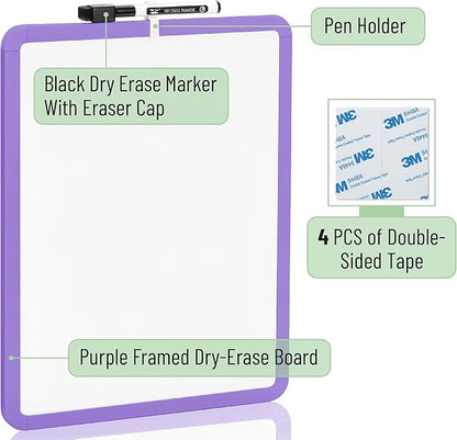 Mr. Pen- Dry Erase Board, 14” x 11” with a Black Dry Erase Marker, Purple Frame, Small White Board, White Board for Kids, White Board for Students, Small Dry Erase Board, Mini White Board