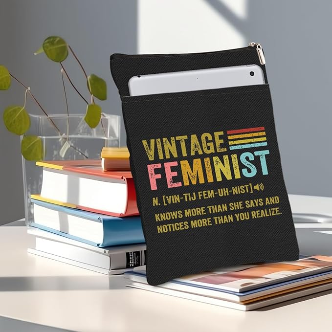 Book Themed Gifts Waterproof Book Sleeve Book Pouch Feminism Equality Rights Reading Gifts for Women Friend Book Covers for Paperbacks Book Accessories Book Protector with Zipper and Front Pocket