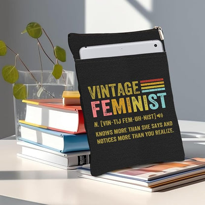 Book Themed Gifts Waterproof Book Sleeve Book Pouch Feminism Equality Rights Reading Gifts for Women Friend Book Covers for Paperbacks Book Accessories Book Protector with Zipper and Front Pocket