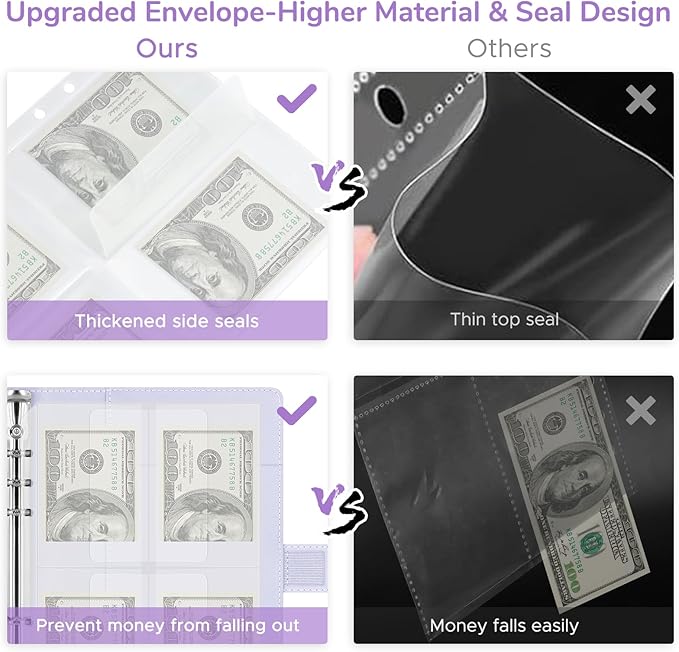 100 Envelopes Challenge Binder, A5 Money Saving Budget Binder with Upgraded Cash Envelopes & Pen, Budget Savings Challenge Book to Save $5,050, 3 Reusable Laminated Saving Challenge Tracker Included