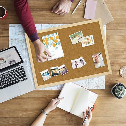 OWLKELA 17.7 X 13.3 Inch Cork Board Bulletin Board, Wall-Mounted Presentation, Message Notice Pin Board, Perfect for Office & Home Decor, School, Cubicle