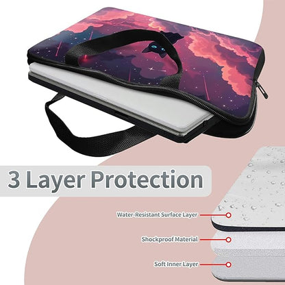 Universal Tablet Laptop Sleeve Case 10 inch, Pink Sky Cat Slim Carrying Case Durable Handbag Travel Laptop Bag for 7 to 10-inch Laptops/Notebook/Kids Tablet/ipad/eBook Readers