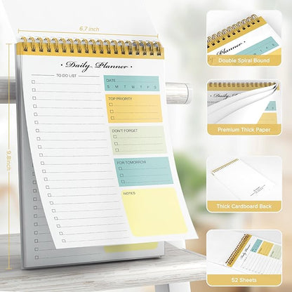 To Do List Notepad, To Do List Notebook for Work with 52 Undated Sheets, Daily To Do List Planner, Checklist Organizer Notebook for Office, Home and School- Yellow