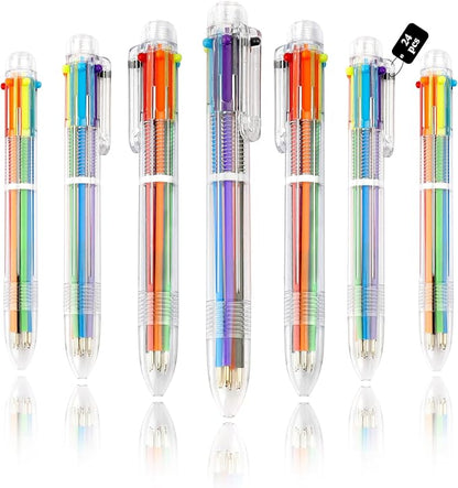 24 Pack Multicolor Pen 0.5mm 6-in-1 Multicolor Ballpoint Retractable Pens for School Office Supplies Birthday Easter Party Favors for Kids Students Children Gift End of Year Gifts for Students Teacher