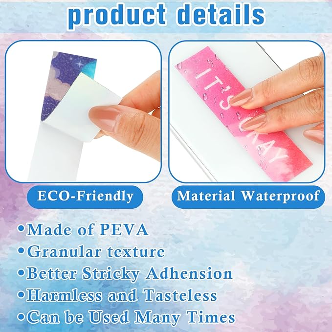 80 Pcs Anxiety Sensory Stickers with Inspirational Quotes Calm Textured Strips Relief Mental Health Stickers School Office Adhesive Sensory Tape Anti Stress Toys for Adults Teens (Shiny)