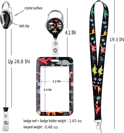 Red & Black ID Lanyard Badge Holder & Retractable Badge Reel Clip Horror Halloween Keychain Lanyard for Women Men Teens for ID Badges Cool Goth Key Lanyard ID Holder