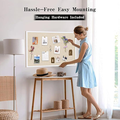 Miratino Large Bulletin Board, 36 /inchesx 24/inches White Cork Boards for Walls with Frame, Pin Display Board Vision Board for Home School Office Decor