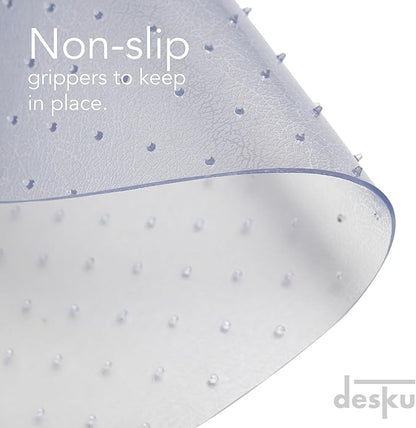 DESKU Flower Power Desk Chair Mat – Heavy-Duty PVC Mats for Carpet Floor Protection, Clear, 48 x 49 Inches, Made in The USA