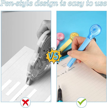 BESARME 12 Pieces White Out Tape Pen, Cute Whiteout Correction Tape Pen Colorful Correction Tape Correction Writing Tape for Note School Office Supplies, 1/5 X 236 Inch
