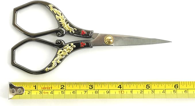 JubileeYarn Gold Dragon Relief w/Red Crystals Embroidery Craft Scissors - Black - 1 Scissor
