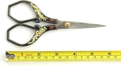 JubileeYarn Gold Dragon Relief w/Red Crystals Embroidery Craft Scissors - Black - 1 Scissor