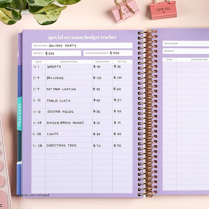 A5 Coiled 12 Month Calendar Budget Book & Financial Budget Tracker. Debt Track, Expense Planner, Spending Summary With Stickers & Quote Sheet by Erin Condren