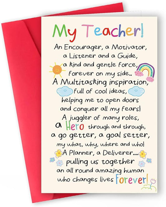 Teacher Appreciation Cards, Thank You Teacher Card for Preschool, Daycare & Educators - Teacher Appreciation Gifts Ideas, Thank You for Helping Me Grow, Perfect Preschool Teacher Appreciation Gifts