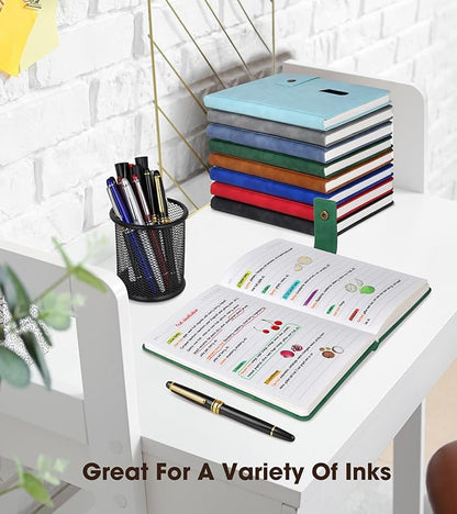 A5 Lined Leather Journal Notebook for Men Women,5.9" X 8.4" Personalized Hardcover Journal with Pen,200 Pages 100 Gsm Thick Ruled Paper Daily Diary for School,Travel,Work,Home,Writing