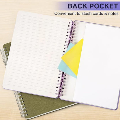 Lined Spiral Journal Notebook, A5 Hardcover Leather Notebook for Work, 5.7''×8.2'', 100GSM Thick Paper Spiral Bound Journaling Notebooks for Women & Men Office School Note Taking Business, Purple