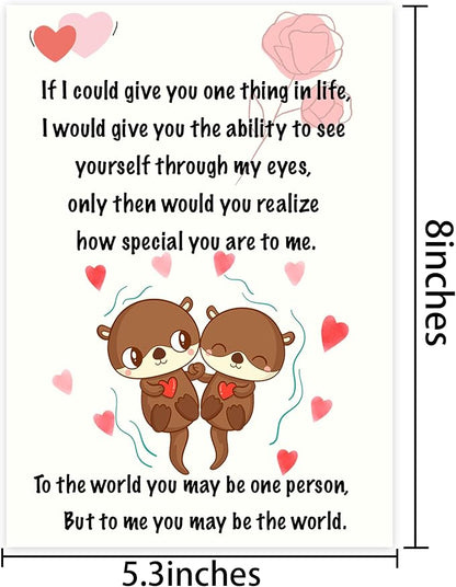 Valentines Day Gifts for Her Him, Love Card With Envelope,Valentine's Day Cards for Boyfriend Husband Fiance Girlfriend Wife Fiancee | Cute Otter Cards | Valentines Day Gifts
