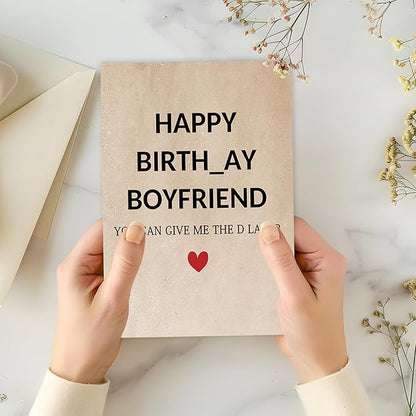 Funny Birthday Card for Boyfriend from Girlfriend, Rude Birthday Gifts for Boyfriend, Humor Boyfriend Birthday Card, Romantic Boyfriend Bday Decorations Ideas