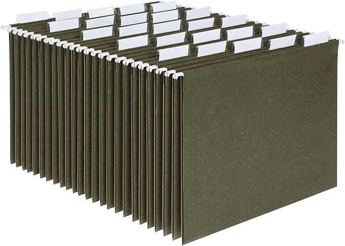 Pendaflex Extra Capacity Reinforced Hanging File Folders, Letter Size, Standard Green (04152X2) and Pendaflex Hanging File Folders, Letter Size, Standard Green, 1/5-Cut Adjustable Tabs (81602)