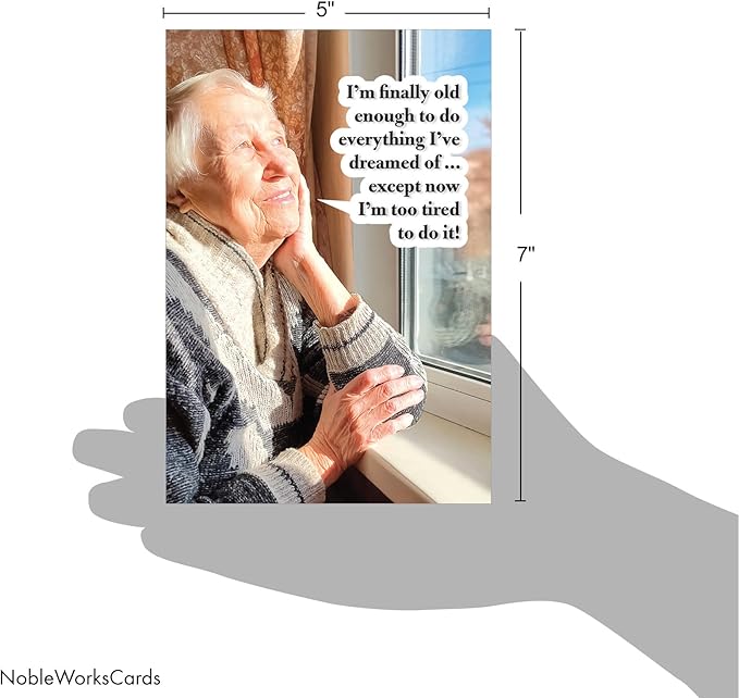 NobleWorks - Humorous Birthday Paper Card with 5 x 7 Inch Envelope (1 Card) Bday Old Enough C2335BDG