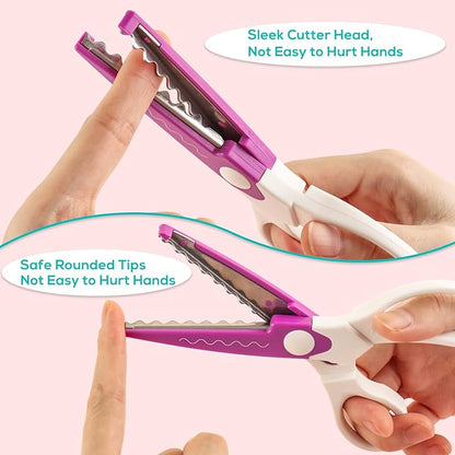 5PACK Colorful Decorative Paper Edge Scissor Sets Gret for Card Making Crafts Scrapbooking Zig Zag Edges with Portable Organizing Container for DIY Paper Wavy Edge Cutting Scrapbooking Paper Quilling