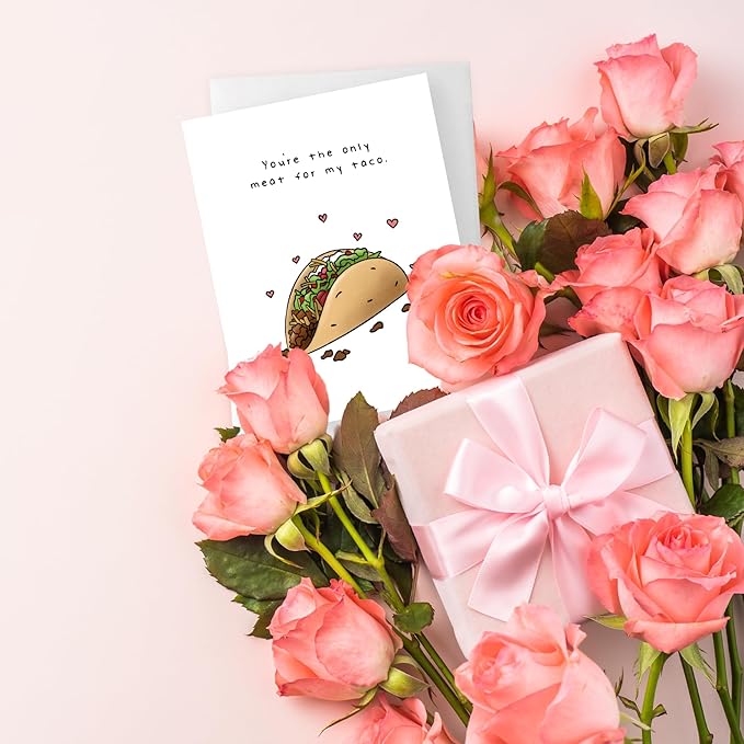 ALY LOU Naughty Anniversary Card, Mexican Anniversary for Boyfriend Husband, Funny Birthday for Him Her, Sarcastic Adult for Wife Girlfriend, Dirty Greeting Card (Meat For My Taco)