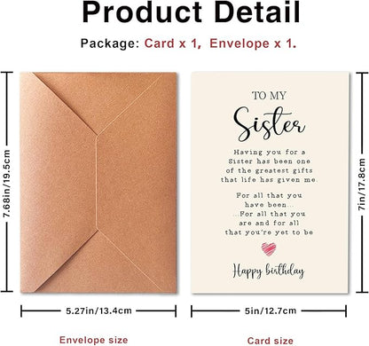 Funny Birthday Card for My Sister, Sister Is The Best Gift In My Life, Birthday Card for Sister, Universal Birthday Wishes, Timeless Family Message, Suitable for All Occasions