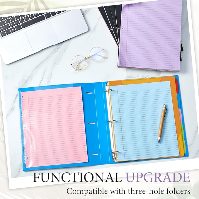 10 Pcs Legal Pads 3 Hole Punched Top Bound Spiral Notebook Tear Line for Easy Removal 8.5 x 11 in Hard Cardboard Paper College Ruled Notepad Spiral Note Pad for Office School (Multicolor)