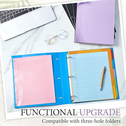 10 Pcs Legal Pads 3 Hole Punched Top Bound Spiral Notebook Tear Line for Easy Removal 8.5 x 11 in Hard Cardboard Paper College Ruled Notepad Spiral Note Pad for Office School (Multicolor)