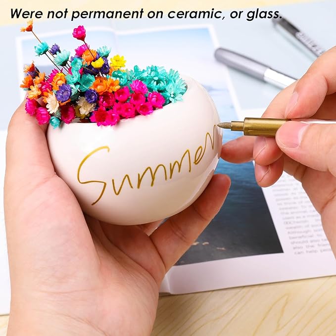 Dyvicl Metallic Markers Pens - Silver and Gold Paint Pens for Black Paper, Glass, Rock Painting, Halloween Pumpkin, Card Making, Scrapbook Album, Christmas DIY Art Craft Kid, Set of 8